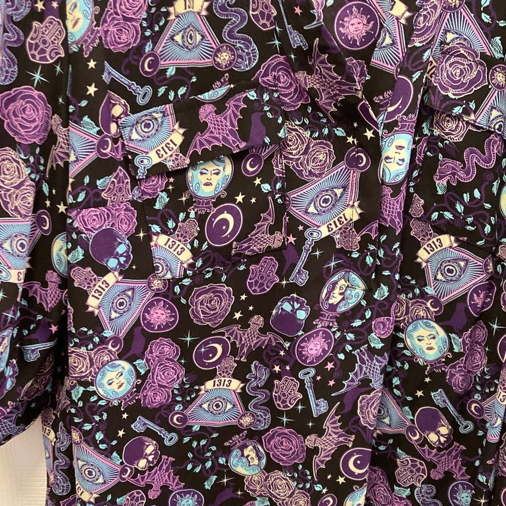 Torrid Haunted Mansion Disney Harper Purple Women's Top 0x 10/12 Madame Leota